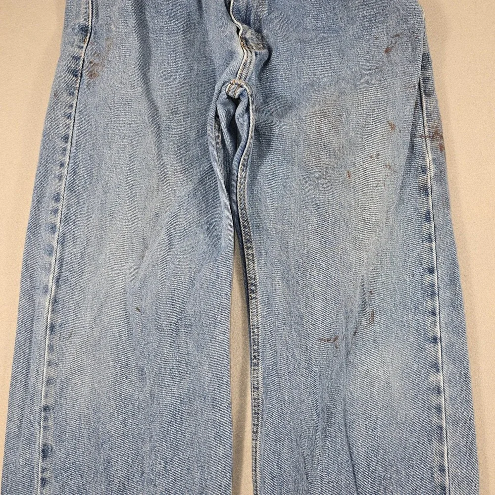 Levi's Mens 36x30 Blue Jeans 505 Regular Fit Straight Leg Distressed Stained